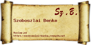 Szoboszlai Benke névjegykártya